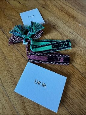 Dior Two WCJ Bracelets in Green & Pink